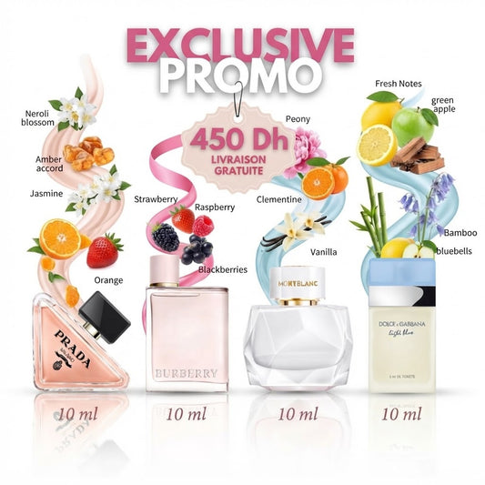 Pack Prada paradox+Burburry her+Montblanc+Light blue 40ML