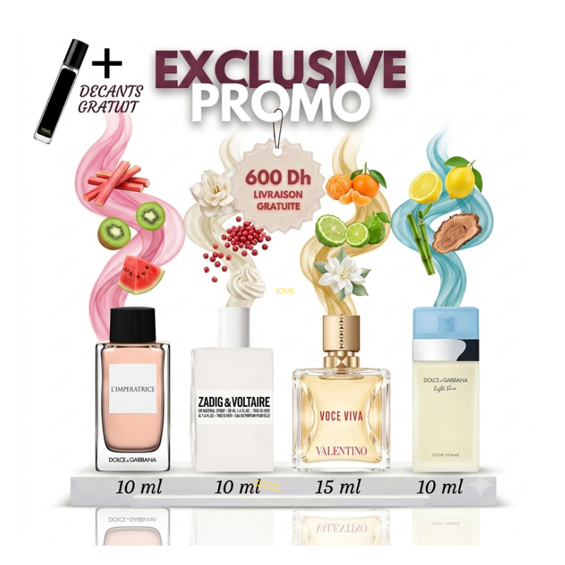 Pack L’imperatrice+Zadig+voce viva +light blue+decantes gratuit
