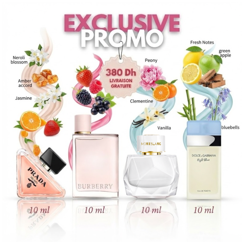 Pack Prada+Burburry Her+Montblanc+Light blue 40ml